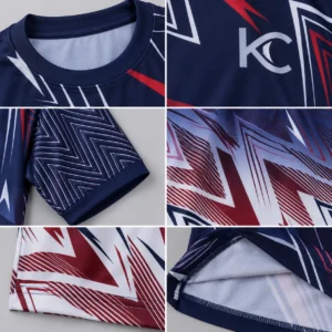 GeoStrike T-Shirt - Navy&Red Hover Image
